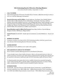 USA Swimming Board of Directors Meeting Minutes Greensboro, North Carolina / September 11, [removed]