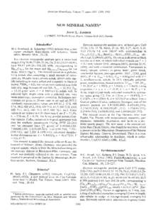 American Mineralogist, Volume 77, pages, 1992  NEW MINERAL NAMES* JorrN L. J.q.Nrnon CANMET, 555 Booth Street,Ottawa,Ontario KIA 0Gl, Canada