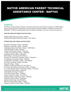    NATIVE AMERICAN PARENT TECHNICAL ASSISTANCE CENTER - NAPTAC  NAPTAC