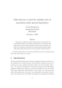 False discovery control for multiple tests of association under general dependence Nicolai Meinshausen Seminar f¨ ur Statistik ETH Z¨