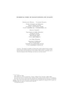 NUMERICAL INDEX OF BANACH SPACES AND DUALITY  Konstantin Boyko, Vladimir Kadets,