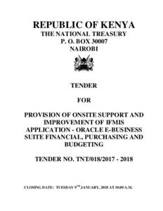 REPUBLIC OF KENYA THE NATIONAL TREASURY P. O. BOXNAIROBI  TENDER