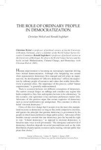 The Role of Ordinary People in Democratization Christian Welzel and Ronald Inglehart