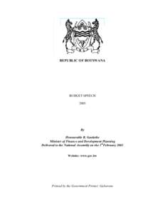 REPUBLIC OF BOTSWANA  BUDGET SPEECH[removed]By