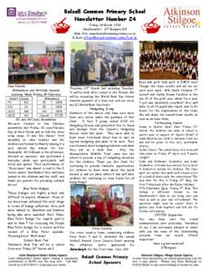Balsall Common Primary School Newsletter Number 24 Friday 14 March 2014 Headteacher: GT Burgess MA Web Site: www.balsallcommonprimary.co.uk E-Mail: [removed]
