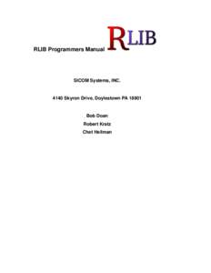 RLIB Programmers Manual  SICOM Systems, INC[removed]Skyron Drive, Doylestown PA 18901