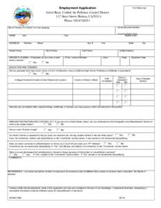 Employment Application Great Basin Unified Air Pollution Control District 157 Short Street, Bishop, CAPhoneSocial Security Number