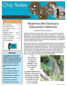No[removed]Winter 2013 INSIDE THIS ISSUE Bird Sanctuary………....1 & 10