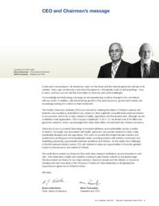 CEO and Chairman’s message  ( pictured from left to right ): Brian Underdown  Chair, Board of Directors Mark Poznansky  President and CEO
