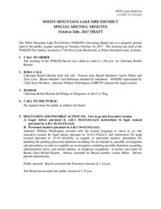 WRW Clean Draft/dmt:26 a1/p1 WHITE MOUNTAIN LAKE FIRE DISTRICT SPECIAL MEETING MINUTES October 24th, 2017 DRAFT