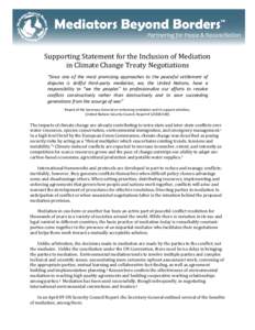 Supporting Statement on the Importance of Mediation to Climate Change