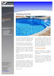 Information Technology Solutions  Sanitising the Pool FACT SHEET 4 SANITISING THE POOL