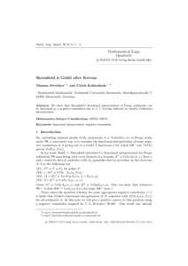 Math. Log. Quart, 1 – 4  Mathematical Logic Quarterly c WILEY-VCH Verlag Berlin GmbH 2001