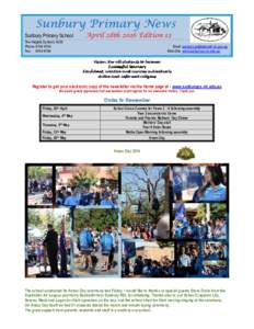 Sunbury Primary News Sunbury Primary School April 28th 2016 Edition 12  The Heights Sunbury 3429