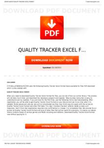 BOOKS ABOUT QUALITY TRACKER EXCEL FORMAT  Cityhalllosangeles.com QUALITY TRACKER EXCEL F...