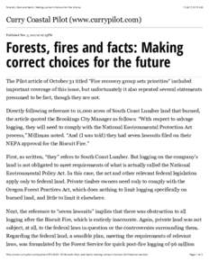 Forests, fires and facts: Making correct choices for the future;  , 8(15 AM Curry Coastal Pilot (www.currypilot.com) Published Nov. 3, 2017 at 07:15PM