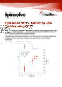 Application Note 7: Observing Spin Systems using COSY H-1H COSY experiments produce 2D NMR spectra that identify proton coupling partners, which in many cases is directly related to the carbon skeleton connectivity. Thus