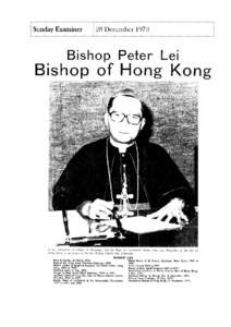 Sunday Examiner  28 December 1973 Bishop Peter Lei