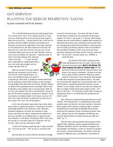 Early Childhood Lab School  Fall 2010 Newsletter GOT EMPATHY? PLANTING THE SEEDS OF PERSPECTIVE-TAKING
