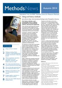 MethodsNews  Autumn 2014 Newsletter from the ESRC National Centre for Research Methods