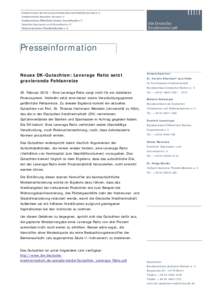 Presseinformation Neues DK-Gutachten: Leverage Ratio setzt gravierende Fehlanreize Ansprechpartner: Dr. Kerstin Altendorf/Lars Hofer