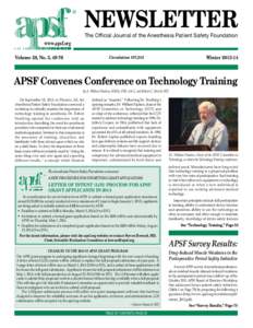 ®  NEWSLETTER The Official Journal of the Anesthesia Patient Safety Foundation  www.apsf.org