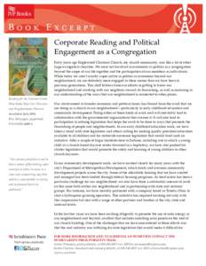 Corporate Reading and Political Engagement as a Congregation Forty years ago Englewood Christian Church, my church community, was like a lot of other large evangelical churches. We were not involved in economics or polit