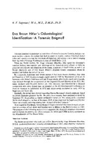 Eva Braun Hitler's Odontological IdentificationA Forensic Enigma?