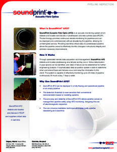 PIPELINE INSPECTION  What is SoundPrint® AFO? SoundPrint Acoustic Fiber Optic (AFO) is an acoustic monitoring system which detects and locates wire failures in prestressed concrete cylinder pipe (PCCP). The technology p
