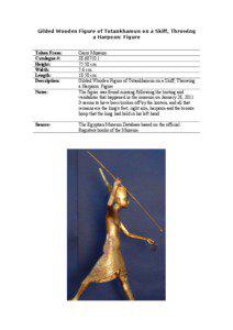 Gilded Wooden Figure of Tutankhamun on a Skiff, Throwing a Harpoon: Figure Taken From: