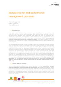 Integrating risk and performance management processes Werner Bruggeman Geert Scheipers Valerie Decoene