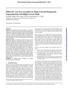 Bioinformatics Advance Access published April 11, 2012  IDBA-UD: A de Novo Assembler for Single-Cell and Metagenomic