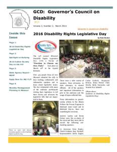 Governor’s Council on Disability Newsletter - Volume 2, Number 2, March 2016