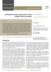 Endothelial Function Improvement: You’re Patients Daily Prescription