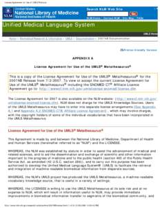 Appendix A.1 2007AB UMLS Appendix to the License Agreement