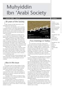 Muhyiddin Ibn ‘Arabi Society Summer 2008 Issue 25