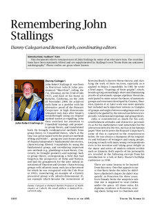 Remembering John Stallings Danny Calegari and Benson Farb, coordinating editors
