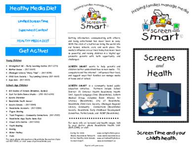 Healthy Media Diet Limited Screen Time + Supervised Content =