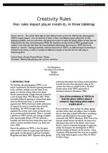 International Journal of Role-Playing - Issue 3  Creativity Rules
