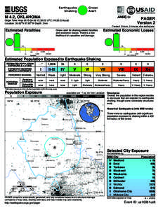 Green Alert Earthquake Shaking M 4.2, OKLAHOMA