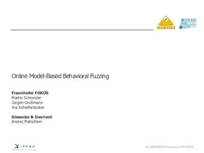 Online Model-Based Behavioral Fuzzing Fraunhofer FOKUS Martin Schneider Jürgen Großmann Ina Schieferdecker Giesecke & Devrient