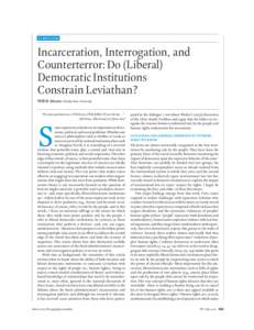 Incarceration, Interrogation, and Counterterror: Do (Liberal) Democratic Institutions Constrain Leviathan?
