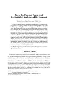 Toward A Common Framework for Statistical Analysis and Development Kosuke I MAI, Gary K ING, and Olivia L AU We develop a general ontology of statistical methods and use it to propose a common framework for statistical a