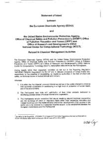 2015-16 Rolling Work Plan for the Statement of Intent between the European Chemicals Agency (ECHA) and the United States Environmental Protection Agency, Office of Chemical Safety and Pollution Prevention’s (OCSPP