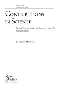 NUMBER[removed]NOVEMBER 2006 CONTRIBUTIONS IN SCIENCE SEXUAL DIMORPHISM IN THE SKULL OF HARLAN’S