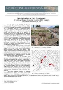 The Journal of Fasti Online ● Published by the Associazione Internazionale di Archeologia Classica ● Piazza San Marco, 49 – I[removed]Roma Tel. / Fax: ++[removed] ● http://www.aiac.org; http://www.fastionline