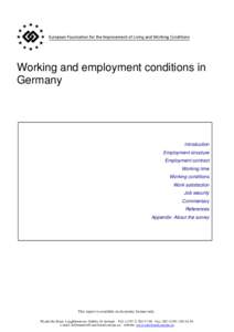 Working and employment conditions in Germany Introduction Employment structure Employment contract