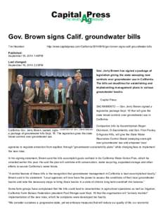 Capital Press | Gov. Brown signs Calif. groundwater bills