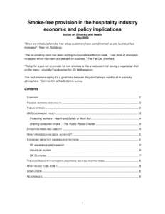 Smoke-free provision in the hospitality industry economic and policy implications Action on Smoking and Health May 2000 