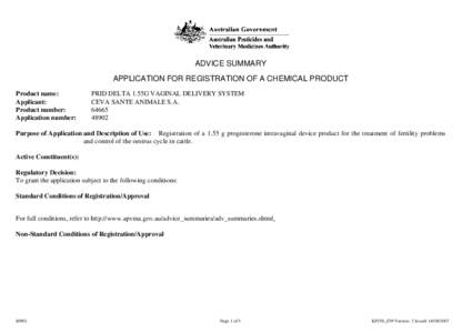 Advice Summary - Product No[removed], Application No.48902